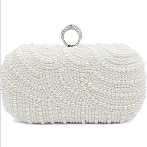 Pearl Clutch Bag Bride Purse Women Wedding Prom Evening Bags Handbag with Chain
